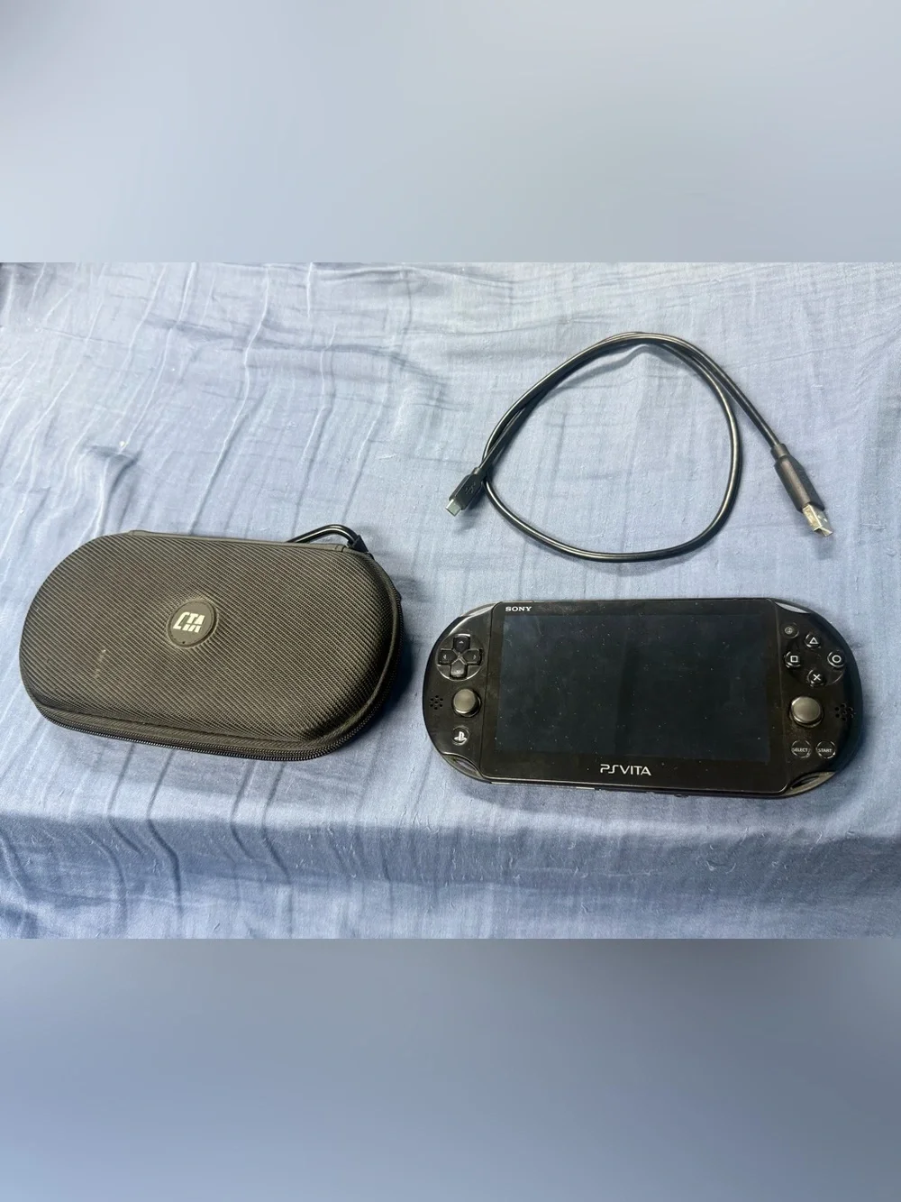 Sony Black PS Vita Handheld with Protective Case and USB Cable